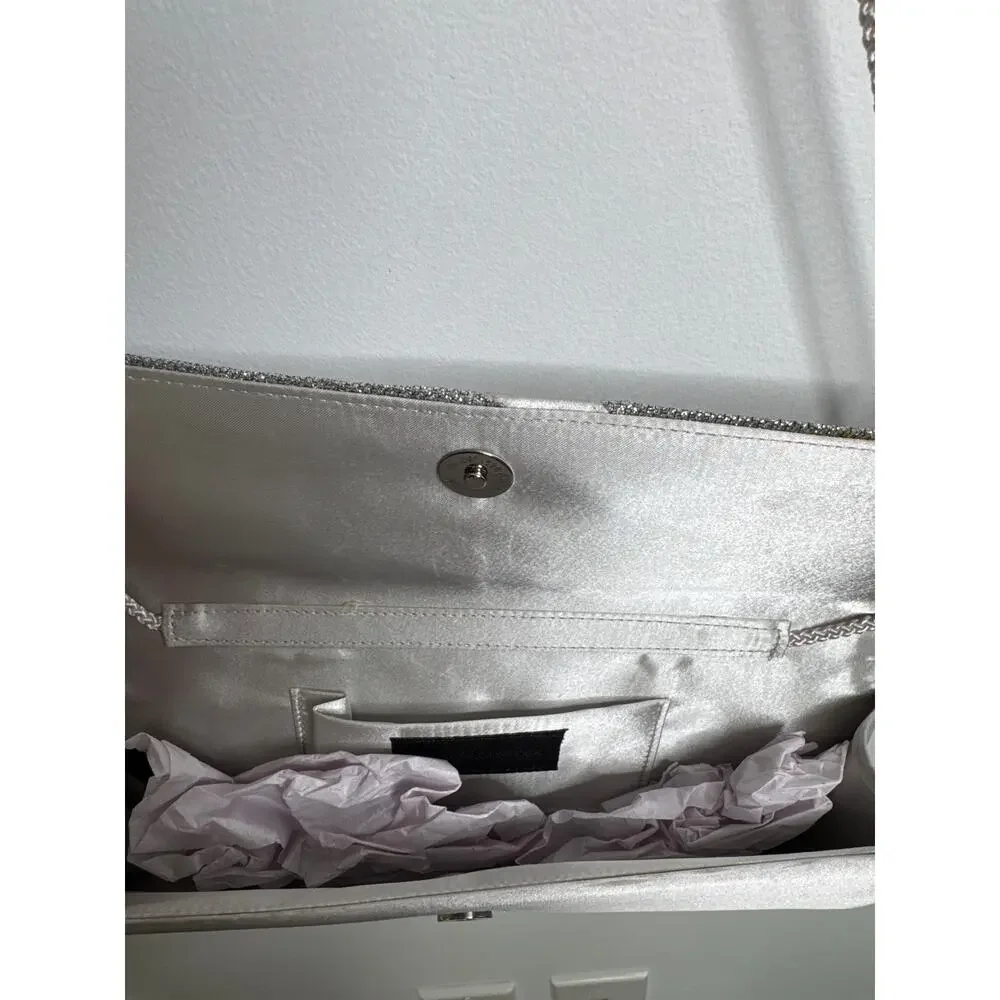Y2K Jessica McClintock Silver Lurex Evening Clutch NWT